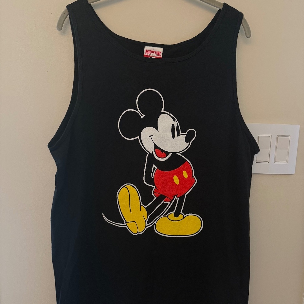 Men's Vintage Mickey Mouse INC Black Muscle Tee Tank Large
